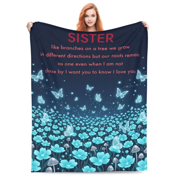 Sister Blanket Sister Birthday Gifts Ideas Soft Warm Cozy Blanket for Sofa and Couch Premium Comfort Design 50x40