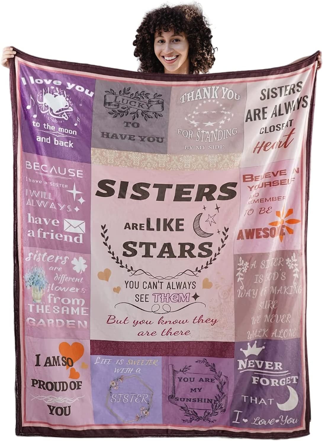Schwester Geschenkdecke 127x152 Cm – Flanell Mit Bedrucktem Spruch, Perfekt Zum Kuscheln