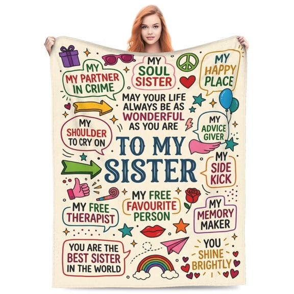 Sister Blanket, Sister Gift Throw Blanket, Birthday Gift for Sister, Soft Flannel Cozy Blanket for Women 50x40