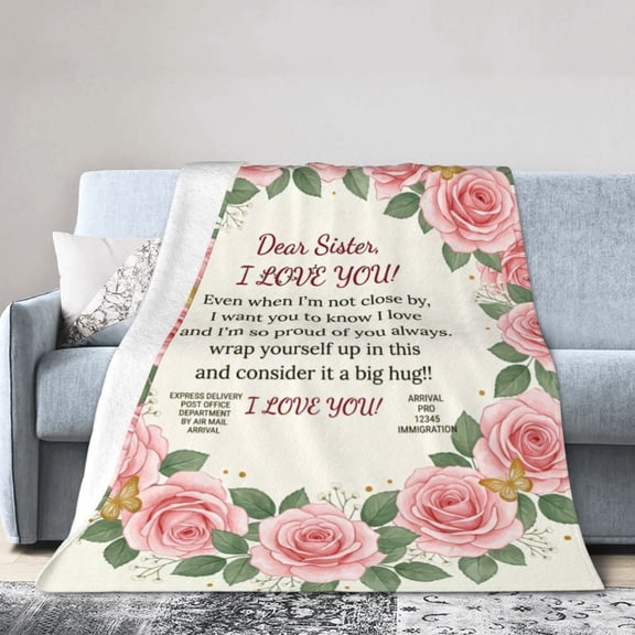 Sister Blanket, Sister Gift Throw Blanket, Soft Flannel Cozy Blanket for Women, Christmas Valentine Mother’s Day Present 50x40