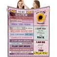 thumbnail image 1 of Sister Blanket, to My Sister for Positive Encourage and Sayings of Love, Unique Birthday Gifts for Sister Warm Lightweight Throw Blankets for Bedding Sofa (60"x50"), 1 of 6
