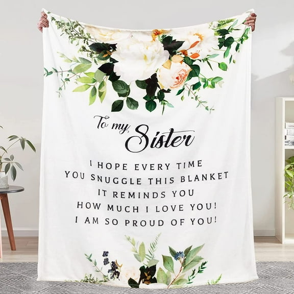 Sister Blanket Soft Throw Blanket 60"x50" White, Sister Birthday from Sister Brother Warm and Comfy