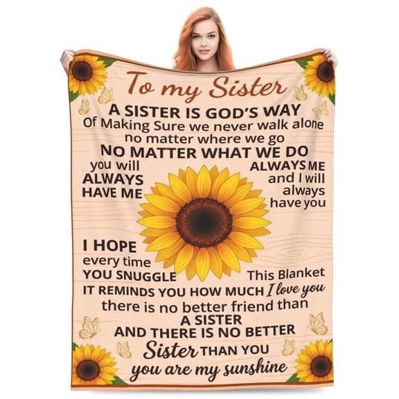 Sister Blanket, Sunflower Throw Blanket for Women, Sister Gift Blanket, Soft Flannel Cozy Blanket for Birthday 50x40