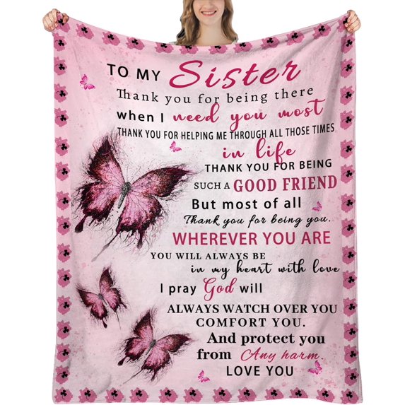 Sister Blankets from Sister, Sister Birthday Gifts Butterfly, Sister Gifts, Birthday Gifts for Sister, Gifts for Sister, Sisters Gifts from Sister, Sister Gifts for Christmas, Sister Blanket 60"x50"