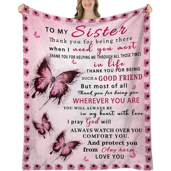 Sister Blankets from Sister, Sister Birthday Gifts Butterfly, Sister Gifts, Birthday Gifts for Sister, Gifts for Sister, Sisters Gifts from Sister, Sister Gifts for Christmas, Sister Blanket 60"x50"