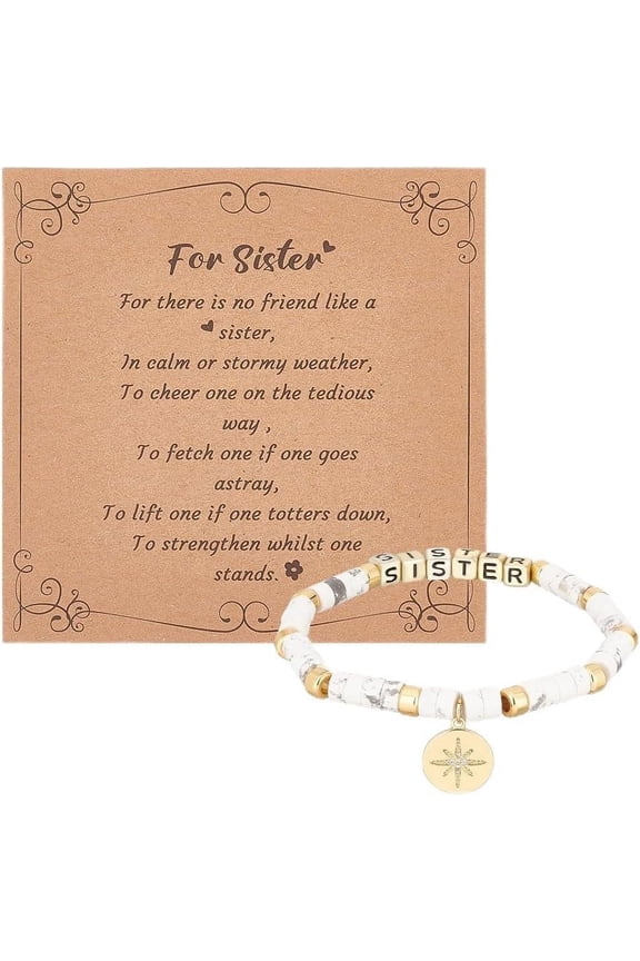 Sister Bracelet Sister Bracelets Gifts Star Shaped Brass Beaded Bracelet Star Stretch Bracelet Beaded Bracelets Stackable Brass Bead Chain Bracelets for Birthday Gifts Sister Friend Jewelry 1set