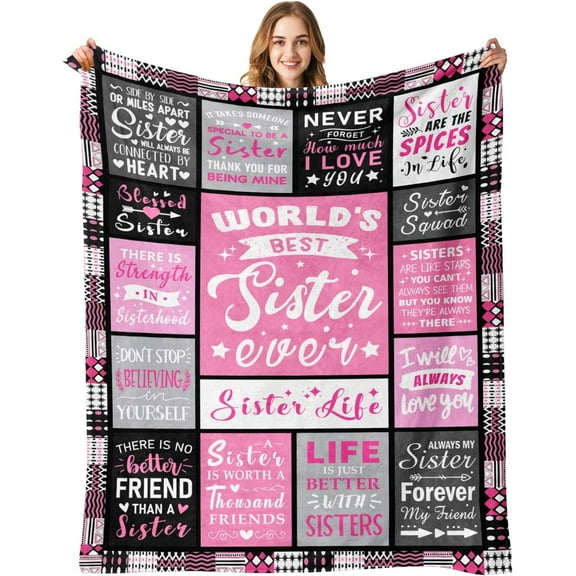 Sister Christmas Birthday Gifts - Sisters Blankets Gifts from Sister - Valentines Mothers Day Birthday Graduation Present for Sis Adult - Best Sis Ever Gift - Sisters Throw Blanket