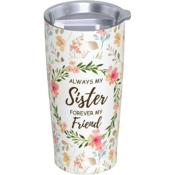 Sister Coffee Mug with Lid and Straws 20oz Water Bottle Stainless Steel Insulated Tumblers Gifts for Sisters