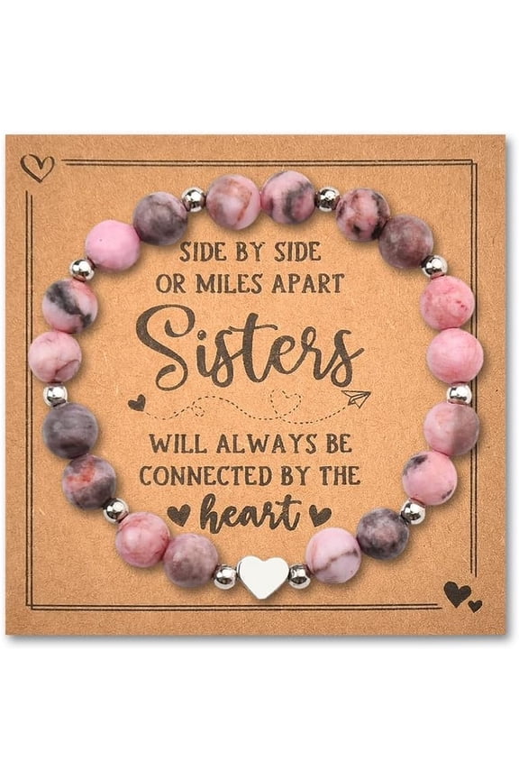 Sister Daughter Christams Birtshat Gifts for Women Natural Stone Beaded Bracelet Long Distance Gifts for Sisters Daughters
