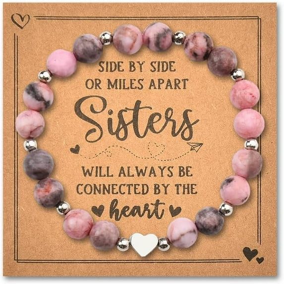 Sister Daughter Christams Birtshat Gifts for Women Natural Stone Beaded Bracelet Long Distance Gifts for Sisters Daughters
