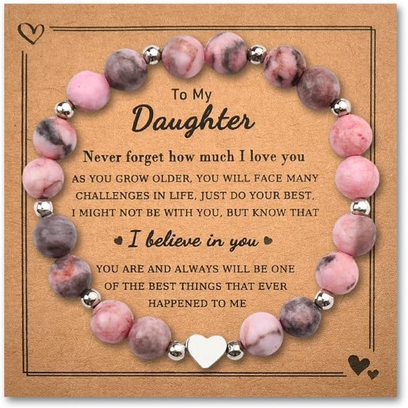 Sister Daughter Christams Birtshat Gifts for Women Natural Stone Beaded Bracelet Long Distance Gifts for Sisters Daughters