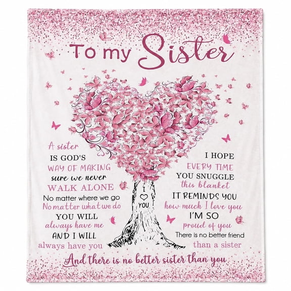 Sister Floral Fleece Blanket, Gift Blanket for Sister, Soft Throw, 4 Sizes