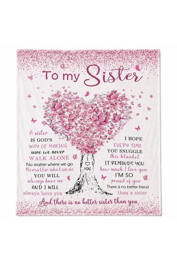 Sister Floral Fleece Blanket, Gift Blanket for Sister, Soft Throw, 4 Sizes