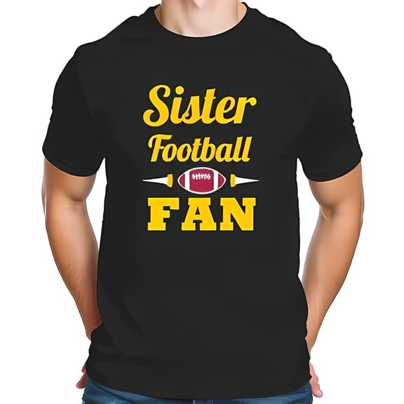 Sister Football FAN Graphic Cotton Short Sleeve T-Shirt - Bold Design with Maroon Football & Tee Markers