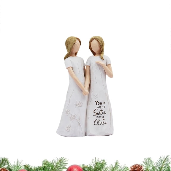 Sister Friendship Statue Hand In Hand Girls - Home Table Decor Ideal Sister Gifts & Personalized Gifts for Women