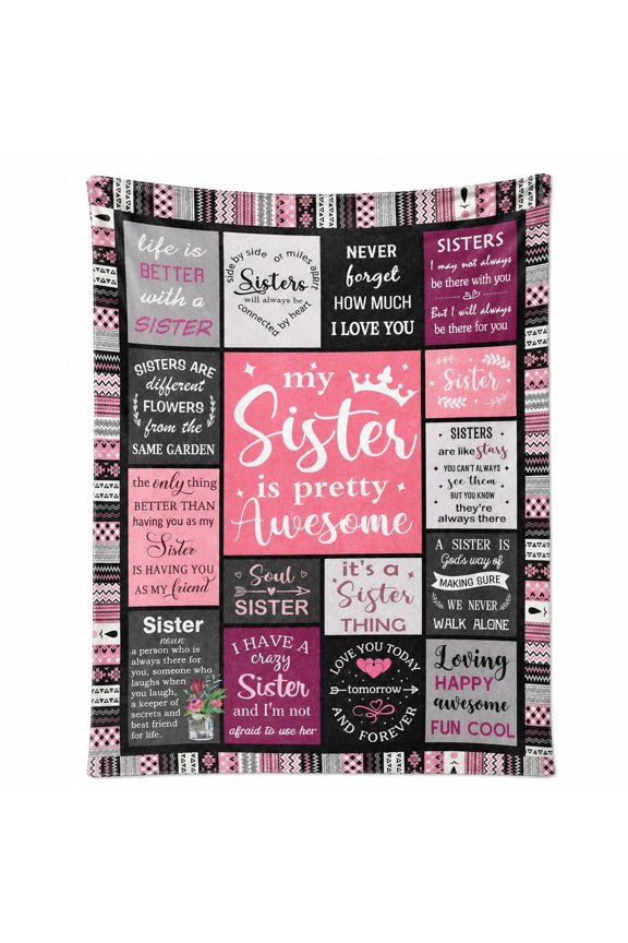 Sister Gift Fleece Blanket, Pink Black 3D Print Throw, 280 GSM Polyester