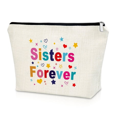 Sister Gift from Sister Makeup Bag Friendship Gift for Friend Sister Birthday Gift Anniversary Gift for Soul Sister Sister in Law Wedding Gift Graduation Gift for Bestie Stepsister Cosmetic Travel Bag