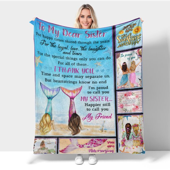 Sister Gifts, Big Sisters Birthday Gift from Sis, Best Sister Ever Gifts for Women Blanket, Birthday Christmas Graduation Gift Ideas for Sisters 30x40 Inch