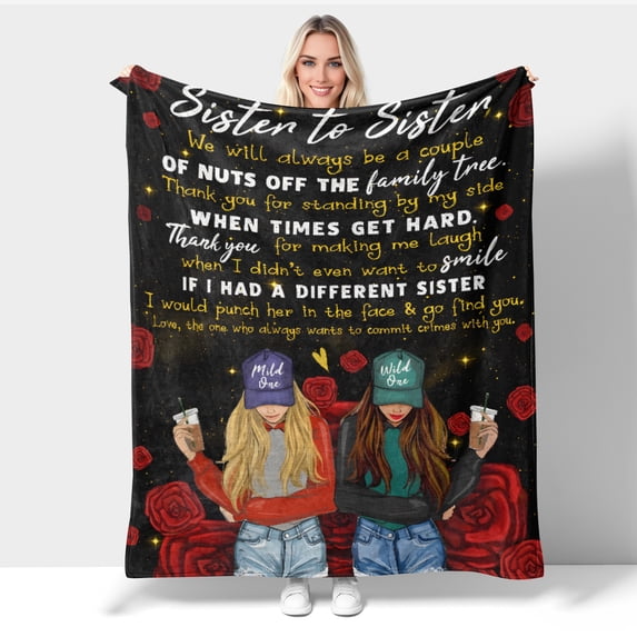 Sister Gifts, Big Sisters Birthday Gift from Sis, Best Sister Ever Gifts for Women Blanket, Birthday Christmas Graduation Gift Ideas for Sisters 40x50 Inch