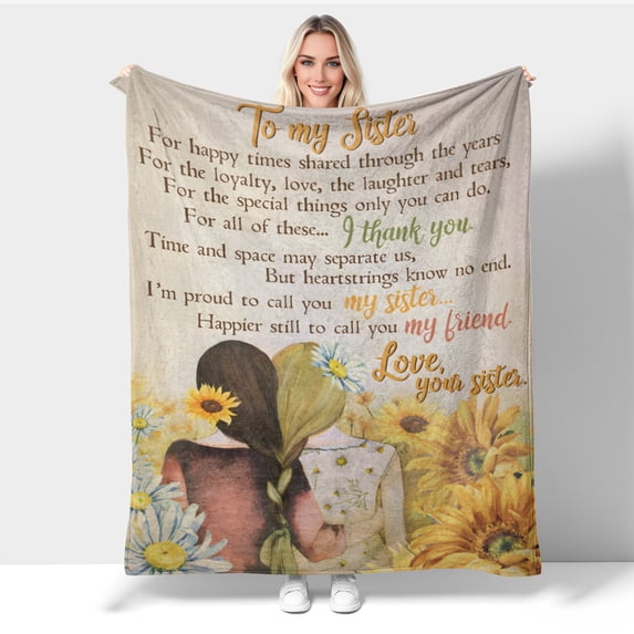 Sister Gifts, Big Sisters Birthday Gift from Sis, Best Sister Ever Gifts for Women Blanket, Birthday Christmas Graduation Gift Ideas for Sisters 50x60 Inch