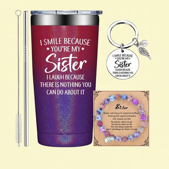 Sister Gifts - Birthday, Christmas, Mothers Day Gift for Sisters - I Smile Because You are My Sister Tumbler Cup 20oz