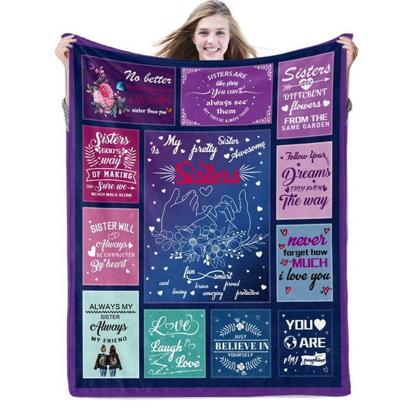 Sister Gifts Blanket - Best Sister Birthday Gifts from Sister, Gift for Sister, to My Sister Blankets, Super Soft Flannel Fleece Throw Blankets, Sister Gifts Ideas for Thanksgiving Christmas(60"x80")