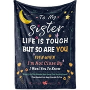 Sister Gifts Blanket,Gifts for Sister,Gifts for Sister on Mothers Day, Christmas, Sisters Day Gifts,Sisters Birthday Graduation Gifts Ideas Navy Blue,60"x 50" Star and Moon