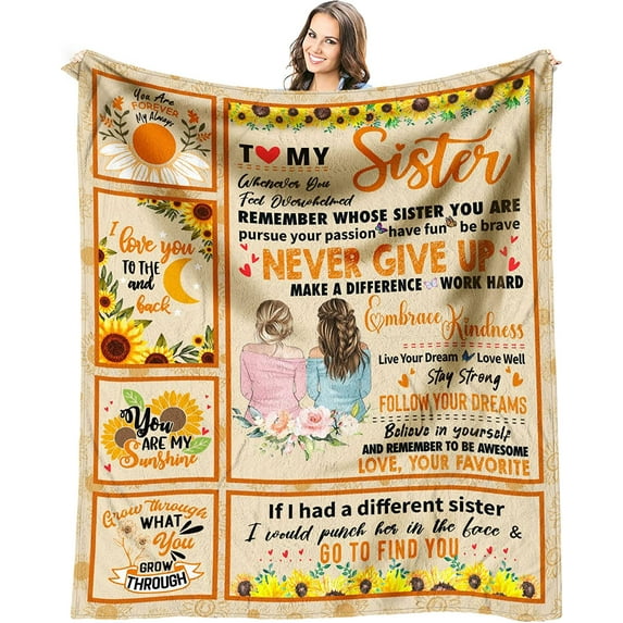 Sister Gifts Blanket for Mothers Day - Sisters Gifts from Sister - Sister Birthday Gifts from Sister - Gifts for Sister from Sisters - Gift for Sister Throw Blanket 60" x 50"