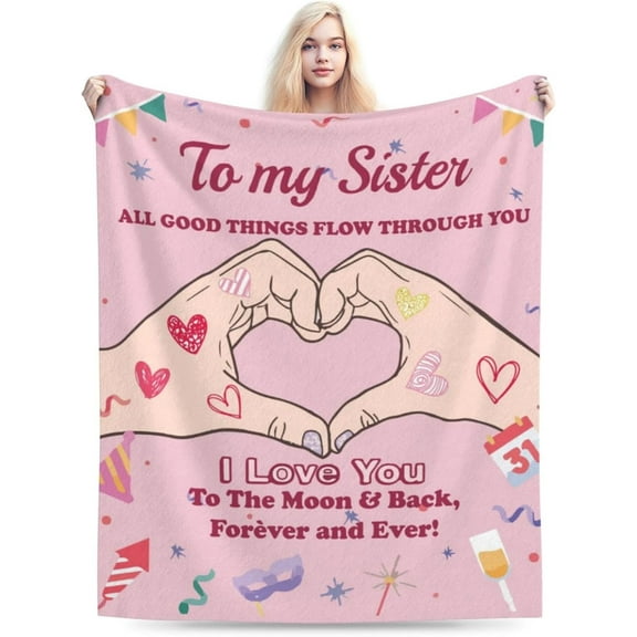 Sister Gifts Blanket, Sister Birthday Gifts from Sister, Best Friend Birthday Gift for Women 60” x 50”, Sister Gifts for Birthday, Graduation, Christmas.(Pink)
