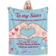 thumbnail image 1 of Sister Gifts Blanket, Sister Birthday Gifts from Sister, Best Friend Birthday Gift for Women 60” x 50”, Sister Gifts for Birthday, Graduation, Christmas.(Pink), 1 of 5