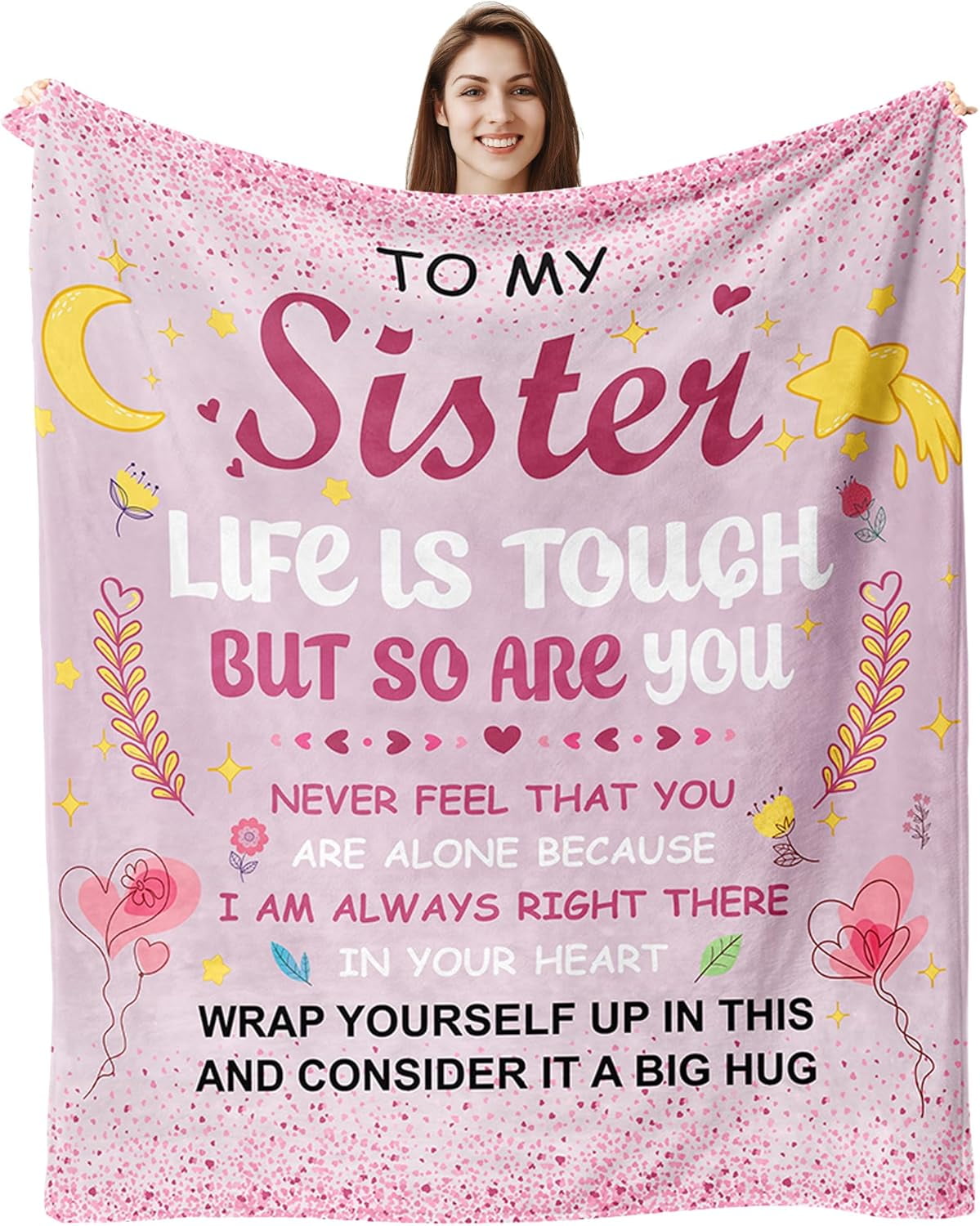 AJIIUSV Sister Throw Blanket - 60x80 Inch Flannel Blanket For Gifts From Sis