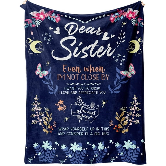 Sister Gifts Blanket, Sisters Gifts from Sister on Mother's Day, Blanket Present for Sisters on Valentine's Day, Happy Birthday Sister, to My Sister Gift Throw Blanket 60'' x 50''