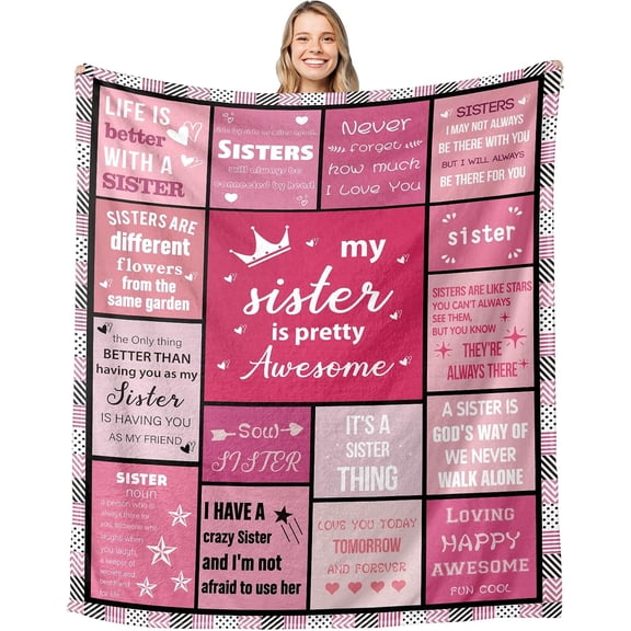 Sister Gifts Blanket for Women, Sister Birthday Gifts, Sisters Gifts from Sister, Gifts for Sister in Law, Big Sister Gifts for Girls Christmas Throw Blanket 50x60, Soul Sister Gifts for Girls