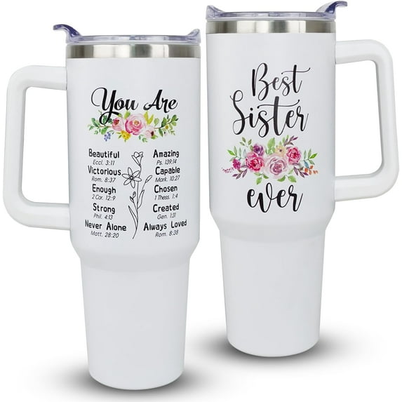 Sister Gifts For Sisters -Sister Gift 40oz Tumbler With Handle And Straw Christmas Birthday Gift Ideas for Sister Gift for Sister Cup-Christmas Birthday Gifts For Women, BFF,Coworker