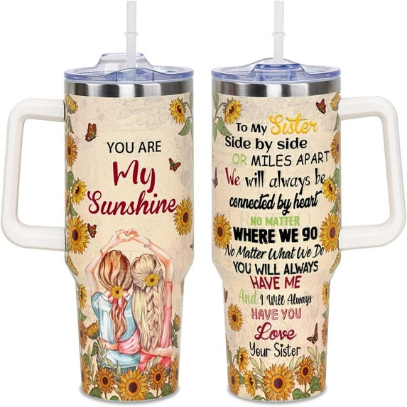 Sister Gifts From Sister or Brother - 40 OZ Stainless Steel Tumbler, Birthday Gifts for Sister Cup, Gift For Best Friend Women Big Sister Little Sister Sister In Law Bestie Presents Gift Idea
