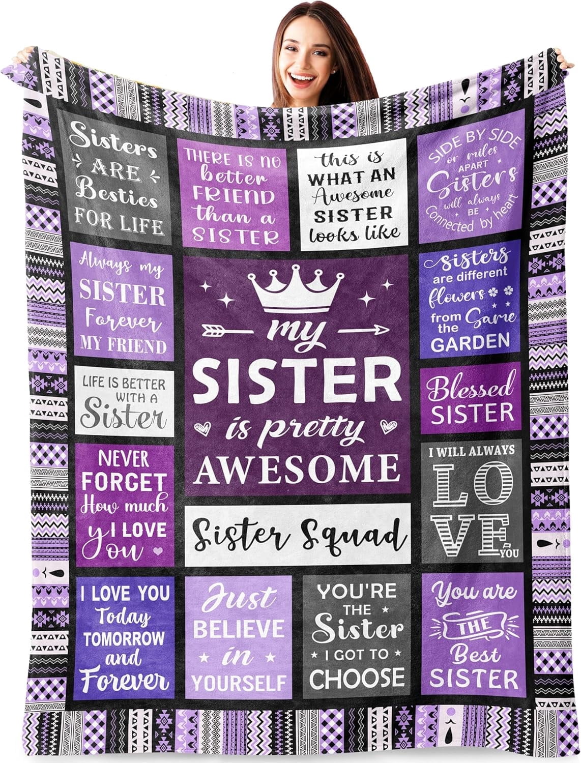 Sister Gifts, Gifts for Sister Blanket,Sister Birthday Gifts,Sister Gifts from Friend, Best Sister Gifts, Happy Birthday Presents for Sister