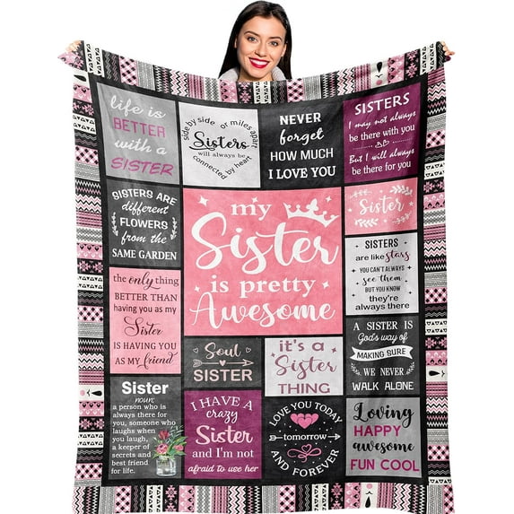 Sister Gifts, Sister Birthday Gifts from Sister, Bestie Gifts for Women, Best Friend Birthday Gift for Women, Big Sister Gift from Little Sister Blanket 50 x 40, Soul Sister Gifts for Girls