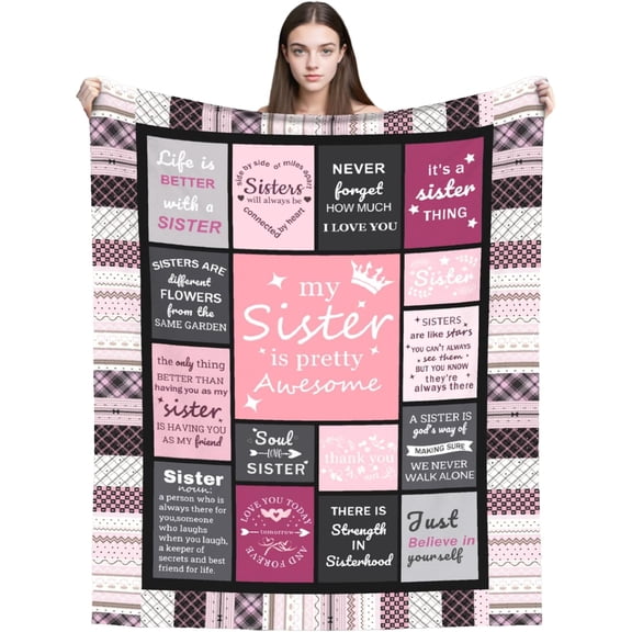 Sister Gifts, Sister Blanket Gift from Sis, Valentines Mothers Day Birthday Graduation Presents for Sisters Adult Soft Throw Blanket