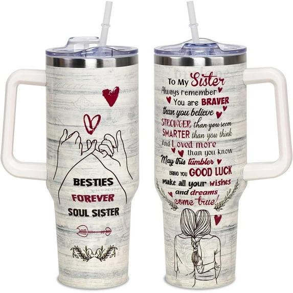 Sister Gifts From Sister or Brother, Birthday Gifts for Sister Cup, Gift For Best Friend Women Big Sister Little Sister Sister In Law Bestie Presents Gift Idea - 40 OZ Stainless Steel Tumbler