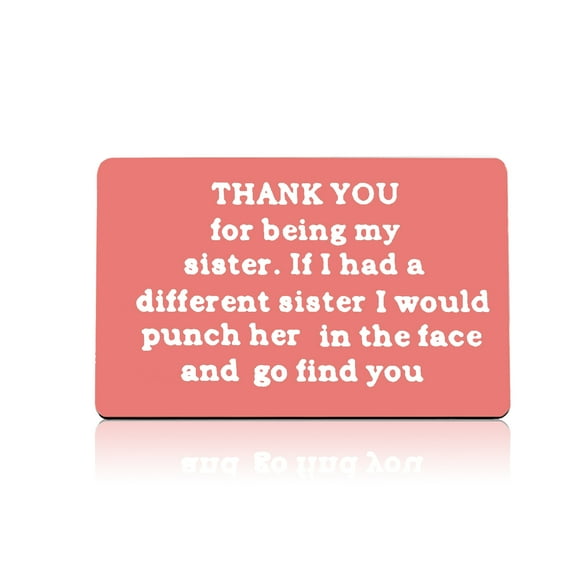 Sister Gifts from Sister Brother Friendship Gifts Engraved Wallet Card Gift for Sister Family Best Friends Card Gifts Thank You Gift for Sister Best Friends Funny Christmas Birthday Gift for Women