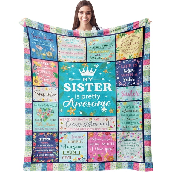 Sister Gifts from Sisters Throw Blanket, Sisters Birthday Gifts, Cool Christmas/Mothers Day/Long Distance/Birthday Gift Ideas for Best Soul Sister Ever