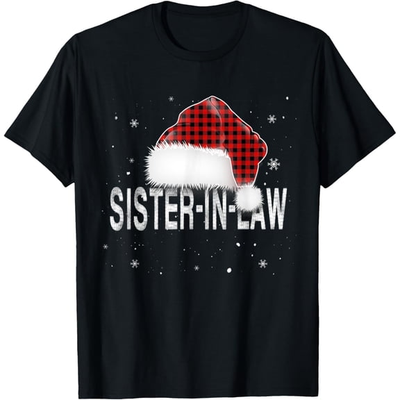 Sister-In-Law Santa Hat Red Plaid Christmas Family Matching T-Shirt
