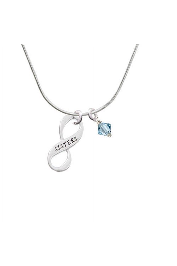 Sister Infinity Sign - Hot Blue Bicone Crystal Necklace