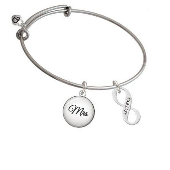 Sister Infinity Sign - Mrs Glass Dome Bangle Bracelet