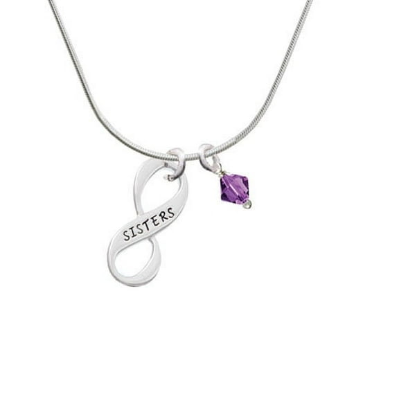 Sister Infinity Sign - Purple Bicone Crystal Necklace