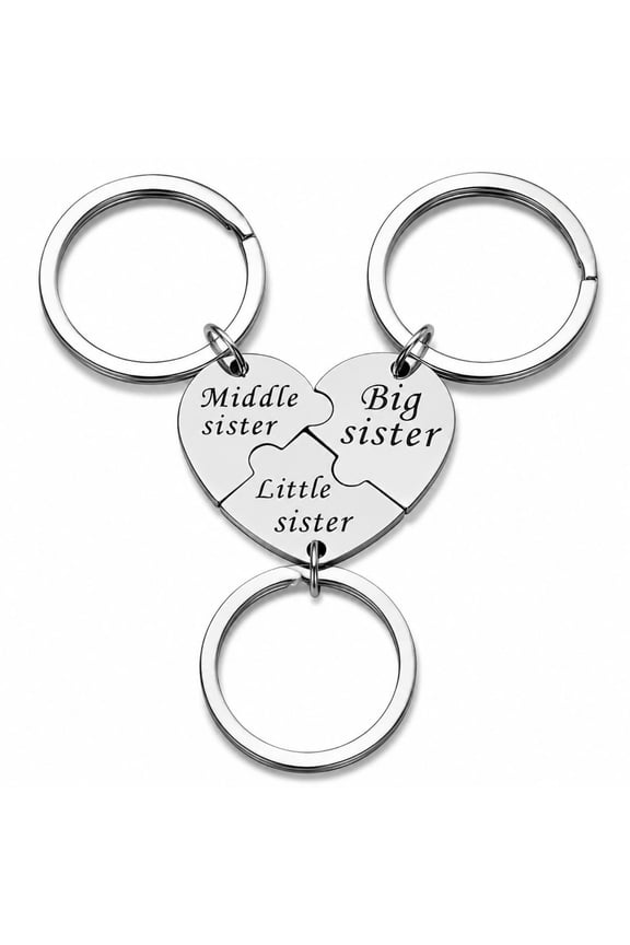 Sister Keychain Set - Personalized Stainless Steel Keychains for Sisters and Family - Durable Engraved Designs Perfect for Daily Use - Meaningful Gift for Every Occasion,White