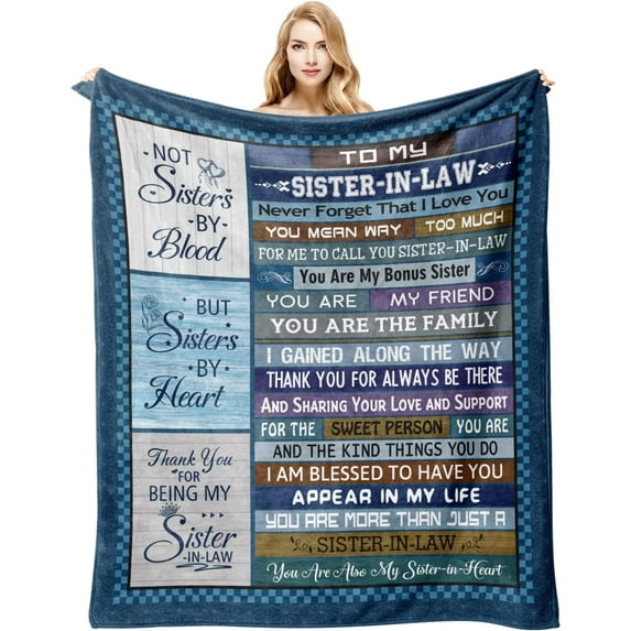 Sister in Law Birthday Gifts, Gifts for Sister in Law From Sister in Law Blanket 50"x60", Sister in Law Gifts for Women, Bonus Sister Gifts, Sister in Law Gifts Ideas for Wedding Christmas Mothers Day