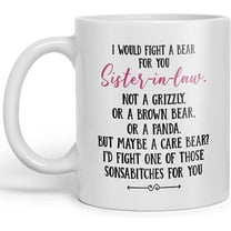 Sister in Law Coffee Mug Funny Cup for Sister Ceramic Accessories Present Love Quote Tea Cups Family Relationship Mugs for Home Kitchen Bar Club Coffee Shop Office