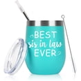thumbnail image 1 of Sister in Law Gifts, Best Sis in Law Ever Wine Tumbler, Mothers Day Christmas Birthday Gifts for Sister in Law Women Bride, 12Oz Stainless Steel Insulated Wine Tumbler with Lid, Mint, 1 of 6