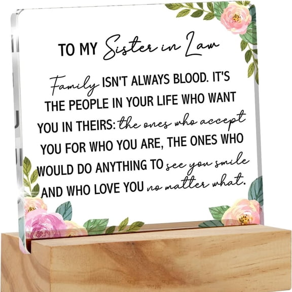 Sister In Law Gifts, Gifts for Sister In Law, Sister In Law Birthday Gifts, Birthday Gifts for Sister In Law for Birthdays Mothers Day Christmas Thanksgiving Acrylic Plaque Gifts
